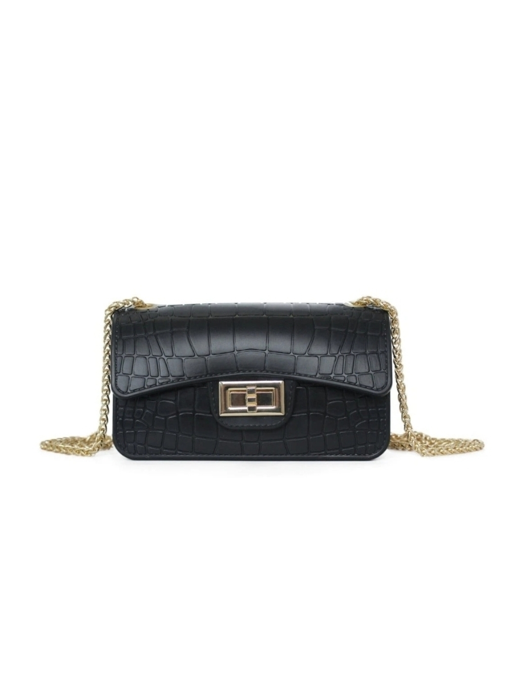 🌺 Most Wanted Textured Jelly Crossbody Chain Bag in Black - Picture 1 of 7